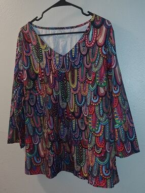 3X Women’s Multicolor V-Neck Tunic Top